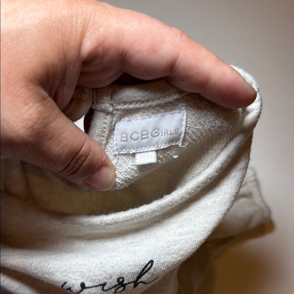 BCBG Girls French Terry Ruffle Top Size 18 Months Cream/Grey - Picture 7 of 9